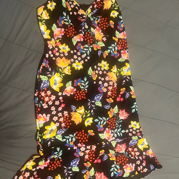 RACHEL Rachel Roy Blue Pink Ruffled Tiered Sheath Midi Dress! Vestido/ Floral - Picture 2 of 8